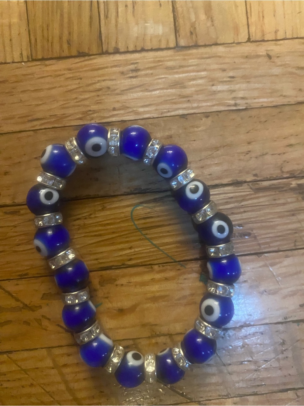 Evil Eye Beaded Stretch Bracelet in Deep Blue